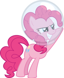 Size: 7543x9177 | Tagged: safe, artist:uigsyvigvusy, pinkie pie, earth pony, pony, g4, sparkle's seven, absurd resolution, astronaut pinkie, confident, dunning-kruger effect, female, fish bowl, simple background, solo, transparent background, vector