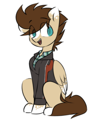 Size: 1085x1293 | Tagged: safe, artist:starlyfly, oc, oc only, oc:skittle, pegasus, pony, clothes, coat markings, cute, dappled, eye clipping through hair, jacket, male, ocbetes, open mouth, simple background, transparent background
