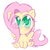 Size: 500x500 | Tagged: safe, artist:thegreatrouge, fluttershy, pegasus, pony, g4, blushing, chibi, colored pupils, cute, eye clipping through hair, eyebrows, eyebrows visible through hair, female, mare, shyabetes, simple background, sitting, solo, white background
