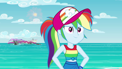 Size: 1920x1080 | Tagged: safe, screencap, rainbow dash, equestria girls, equestria girls specials, g4, my little pony equestria girls: better together, my little pony equestria girls: spring breakdown, female, sleeveless, solo