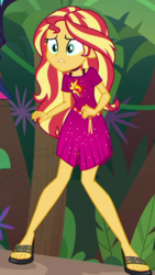 Size: 514x910 | Tagged: safe, screencap, sci-twi, sunset shimmer, twilight sparkle, equestria girls, equestria girls specials, g4, my little pony equestria girls: better together, my little pony equestria girls: spring breakdown, cropped, feet, female, geode of empathy, legs, magical geodes, offscreen character, sandals, solo