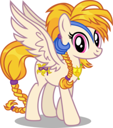 Size: 1589x1800 | Tagged: safe, artist:seahawk270, gameloft, idw, golden feather, princess celestia, pegasus, pony, g4, spoiler:comic, spoiler:comic65, braid, braided tail, disguise, female, idw showified, mare, show accurate, simple background, solo, spread wings, transparent background, vector, wings