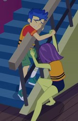 Size: 532x822 | Tagged: safe, screencap, flash sentry, victoria, equestria girls, equestria girls series, g4, spring breakdown, spoiler:eqg series (season 2), ass, background human, butt, clothes, converse, cropped, eyes closed, female, holding hands, legs, lifejacket, male, misleading thumbnail, out of context, rescue, shoes, sneakers, socks, swimsuit