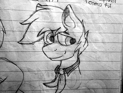 Size: 2560x1920 | Tagged: safe, artist:thebadbadger, oc, oc only, oc:phire demon, pony, lineart, lined paper, solo, style emulation, traditional art