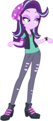 Size: 3794x8572 | Tagged: safe, artist:famousmari5, starlight glimmer, equestria girls, equestria girls specials, g4, my little pony equestria girls: mirror magic, absurd resolution, beanie, boots, clothes, female, hat, lidded eyes, pants, ripped pants, shoes, simple background, solo, transparent background, vector, watch, wristwatch