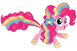 Size: 3000x2000 | Tagged: safe, artist:ashidaru, pinkie pie, earth pony, pony, g4, twilight's kingdom, bow, cute, diapinkes, female, hair bow, high res, mare, open mouth, rainbow power, simple background, smiling, solo, transparent background, vector