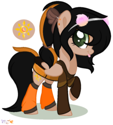Size: 756x836 | Tagged: safe, artist:gaianknightalpha, oc, oc only, oc:citrine aldemir, pegasus, pony, clothes, female, leg warmers, mare, simple background, solo, tongue out, transparent background