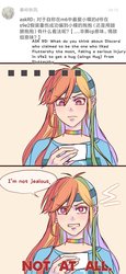 Size: 945x2048 | Tagged: safe, artist:dez, rainbow dash, human, g4, the beginning of the end, ask, blatant lies, female, headband, humanized, implied discord, implied flutterdash, implied fluttershy, implied lesbian, implied shipping, jealous, solo, tumblr