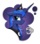 Size: 2974x3304 | Tagged: safe, artist:selenophile, princess luna, alicorn, pony, g4, bust, coffee, crown, female, floppy ears, freckles, high res, jewelry, looking back, mare, mug, obtrusive watermark, portrait, regalia, s1 luna, simple background, smiling, solo, transparent background, watermark