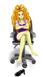 Size: 720x1280 | Tagged: safe, artist:rabiya, adagio dazzle, equestria girls, g4, adoragio, adorasexy, barefoot, breasts, chair, cleavage, crossed arms, crossed legs, cute, feet, female, legs, looking at you, office chair, sexy, simple background, sitting, solo, stupid sexy adagio dazzle, thighs, white background