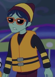 Size: 624x874 | Tagged: safe, screencap, waldo whereabout, equestria girls, equestria girls specials, g4, my little pony equestria girls: better together, my little pony equestria girls: spring breakdown, background human, cropped, glasses, hat, lifejacket, male, solo