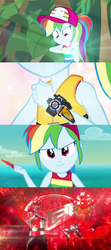 Size: 1275x2867 | Tagged: safe, artist:redstriker23424, edit, edited screencap, screencap, rainbow dash, equestria girls, equestria girls specials, g4, i'm on a yacht, my little pony equestria girls: better together, my little pony equestria girls: spring breakdown, dashie morphs, go-busters, morphing, power rangers, power rangers beast morphers, red buster, red ranger, super sentai, tokumei sentai go-busters, updated