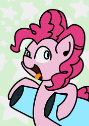 Size: 595x842 | Tagged: safe, artist:joel jacob, pinkie pie, earth pony, pony, g4, female, open mouth, party cannon, solo