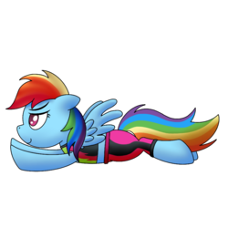 Size: 1000x1000 | Tagged: safe, artist:cappie, rainbow dash, pegasus, pony, equestria girls, g4, my little pony equestria girls: better together, clothes, equestria girls outfit, equestria girls ponified, female, human pony dash, midriff, ponified, simple background, solo, swimsuit, transparent background