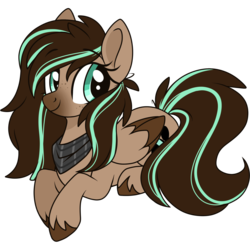 Size: 2048x2048 | Tagged: safe, artist:cinnamontee, oc, oc only, oc:mint, pegasus, pony, bandana, female, high res, mare, prone, simple background, solo, transparent background, two toned wings, unshorn fetlocks