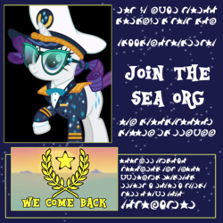 Size: 1024x1024 | Tagged: safe, artist:pink1ejack, edit, rarity, pony, g4, ppov, captain rarity, parody, ponified, scientology, sea org, written equestrian