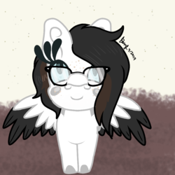 Size: 768x768 | Tagged: safe, artist:crippling depression, oc, oc only, oc:crippling depression, pegasus, pony, cd is trying to murder us, crippling depression's babies, cute, daaaaaaaaaaaw, happy, looking at you, ocbetes, signature, smiling, solo, spread wings