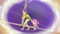 Size: 1920x1080 | Tagged: safe, screencap, victoria, water lily (g4), turtle, equestria girls, equestria girls series, g4, spring breakdown, spoiler:eqg series (season 2), clothes, female, lifejacket, mother and daughter, plushie, swimsuit, toy