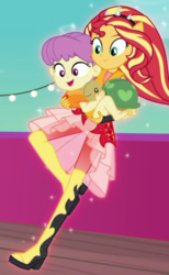 Size: 490x796 | Tagged: safe, screencap, sunset shimmer, water lily (g4), equestria girls, equestria girls series, g4, spring breakdown, spoiler:eqg series (season 2), cropped, female, ponied up, toddler