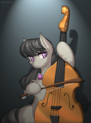 Size: 886x1200 | Tagged: safe, artist:margony, octavia melody, earth pony, pony, g4, bow (instrument), cello, female, mare, musical instrument, solo