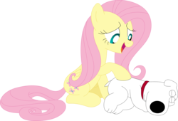 Size: 3567x2428 | Tagged: safe, artist:porygon2z, fluttershy, g4, brian griffin, crossover, family guy, high res, male