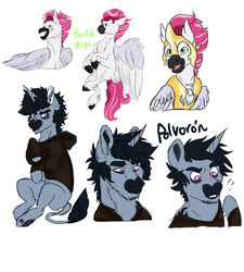 Size: 4500x5000 | Tagged: safe, artist:piñita, oc, oc:roasty wings, oc:spitzer, hippogriff, pony, unicorn, armor, clothes, hoodie