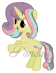 Size: 574x745 | Tagged: safe, artist:ipandacakes, artist:scraftyy, oc, oc only, oc:taffy strings, pony, unicorn, base used, female, horn, magical lesbian spawn, offspring, parent:bon bon, parent:lyra heartstrings, parents:lyrabon, rearing, simple background, smiling, solo, transparent background, unicorn oc, watermark
