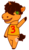 Size: 165x280 | Tagged: safe, artist:guidomista, oc, oc only, oc:triple shot, unicorn, anthro, acnl, animal crossing, animal crossing: new leaf, arm hooves, brown hair, brown mane, brunett, brunette, chibi, clothes, commission open, curls, curly hair, curly mane, food, green eyes, hooves, horn, orange, ponysona, simple, simplified, smiling, solo, style emulation, waving