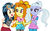 Size: 1024x630 | Tagged: dead source, safe, artist:trixiesparkle63, adagio dazzle, indigo zap, sugarcoat, equestria girls, equestria girls specials, g4, my little pony equestria girls: better together, my little pony equestria girls: spring breakdown, alternate clothes, clothes, goggles, leggings, midriff, missing accessory, pigtails, plaid skirt, shirt, skirt, twintails