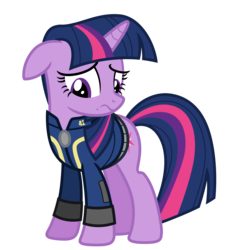 Size: 5239x5823 | Tagged: safe, artist:estories, twilight sparkle, pony, unicorn, fallout equestria, g4, absurd resolution, clothes, fallout, female, floppy ears, jumpsuit, mare, simple background, solo, transparent background, unicorn twilight, vault suit, vector