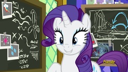 Size: 1920x1080 | Tagged: safe, screencap, rarity, pony, g4, sparkle's seven, chalkboard, female, mare, solo