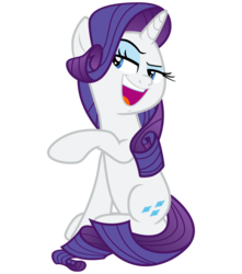 Size: 3000x3400 | Tagged: safe, artist:cheezedoodle96, rarity, pony, unicorn, g4, sparkle's seven, .svg available, dreamworks face, evil smile, female, gesture, grin, high res, lidded eyes, mare, open mouth, pointing, raised eyebrow, simple background, sitting, smiling, solo, svg, transparent background, vector