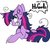 Size: 2048x2048 | Tagged: safe, artist:prplepsychopath, twilight sparkle, pony, unicorn, g4, lesson zero, dialogue, ear fluff, eye clipping through hair, female, hi girls, high res, insanity, prone, simple background, solo, speech bubble, twilight snapple, unicorn twilight, white background