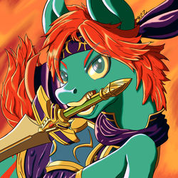 Size: 1024x1024 | Tagged: safe, artist:korencz11, pony, armor, clothes, crossover, fire emblem, ponified, roy, solo