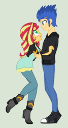 Size: 624x1160 | Tagged: safe, artist:3d4d, flash sentry, sunset shimmer, human, equestria girls, g4, blushing, converse, cute, female, male, ship:flashimmer, shipping, shoes, straight
