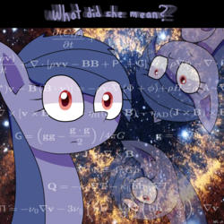 Size: 1200x1200 | Tagged: safe, artist:whitelie, oc, oc:cosmia nebula, pony, galaxy, math, nebula, question, question mark, space, thinking