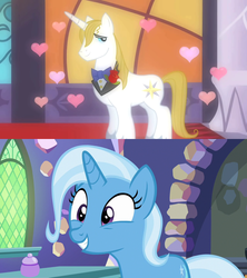 Size: 1280x1440 | Tagged: safe, edit, edited screencap, screencap, prince blueblood, trixie, pony, unicorn, all bottled up, g4, the best night ever, female, male, ship:bluetrix, shipping, shipping domino, straight