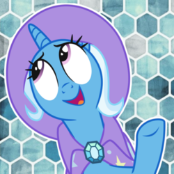 Size: 1280x1280 | Tagged: artist needed, safe, trixie, pony, unicorn, g4, cape, clothes, cute, diatrixes, female, hat, nose wrinkle, open mouth, solo, trixie's cape, trixie's hat