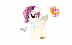 Size: 1280x800 | Tagged: safe, artist:animefreak2282, oc, oc only, oc:dream catcher (discoshy), hybrid, base used, female, interspecies offspring, offspring, parent:discord, parent:fluttershy, parents:discoshy, signature, solo