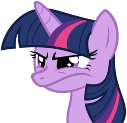 Size: 6175x5980 | Tagged: safe, artist:fallingferret, twilight sparkle, pony, unicorn, g4, too many pinkie pies, annoyed, bust, female, mare, simple background, solo, transparent background, unicorn twilight, vector