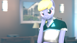 Size: 1920x1080 | Tagged: safe, artist:spinostud, cloud kicker, android, anthro, g4, 3d, detroit: become human, female, looking at you, mare, smiling, solo, source filmmaker