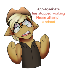 Size: 776x747 | Tagged: safe, artist:erroremma, oc, oc only, oc:applegeek, earth pony, pony, solo, youtuber