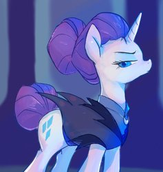 Size: 1930x2036 | Tagged: safe, artist:noupu, rarity, pony, unicorn, g4, alternate hairstyle, alternate timeline, female, mare, night maid rarity, nightmare takeover timeline, solo