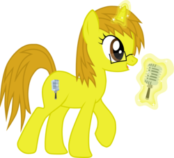 Size: 1367x1234 | Tagged: safe, artist:chipmagnum, oc, oc only, oc:chloe, pony, unicorn, g4, female, glasses, magic, mare, microphone, simple background, solo, transparent background