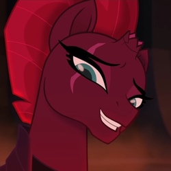 Size: 640x638 | Tagged: safe, screencap, tempest shadow, pony, g4, my little pony: the movie, cropped, female, looking at you, pretty pretty tempest, smiling, solo