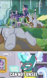 Size: 500x819 | Tagged: safe, edit, edited screencap, screencap, bellflower blurb, derpy hooves, twilight sparkle, pegasus, pony, unicorn, g4, the point of no return, arrow, bubble butt, bust, butt, caption, clothes, featureless crotch, female, flying, glasses, glowing horn, hoof hold, horn, image macro, librarian, magic, mailmare, mare, out of context, plot, portrait, saddle bag, school of friendship, sweater, telekinesis, text, unicorn twilight
