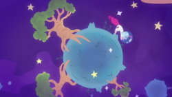 Size: 1920x1080 | Tagged: safe, screencap, pinkie pie, earth pony, pony, g4, sparkle's seven, baobab, female, lamppost, mare, planet, solo, the little prince, tree, xk-class end-of-the-world scenario