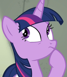 Size: 936x1080 | Tagged: safe, screencap, twilight sparkle, alicorn, pony, g4, the point of no return, cropped, female, hoof on chin, looking up, mare, solo, thinking, twilight sparkle (alicorn)