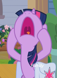 Size: 796x1080 | Tagged: safe, screencap, twilight sparkle, alicorn, pony, the point of no return, aaugh!, annoyed, cropped, frustrated, head in hooves, looking up, open mouth, reaction image, saddle bag, screaming, silver stable community, tongue out, twilight sparkle (alicorn), twilighting, uvula