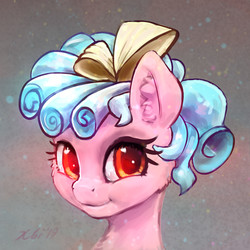 Size: 1944x1944 | Tagged: safe, artist:xbi, cozy glow, pegasus, pony, g4, abstract background, bow, bust, cheek fluff, chest fluff, cozybetes, cute, ear fluff, evil, female, filly, hair bow, head only, looking at you, portrait, pure concentrated unfiltered evil of the utmost potency, pure unfiltered evil, smiling, solo